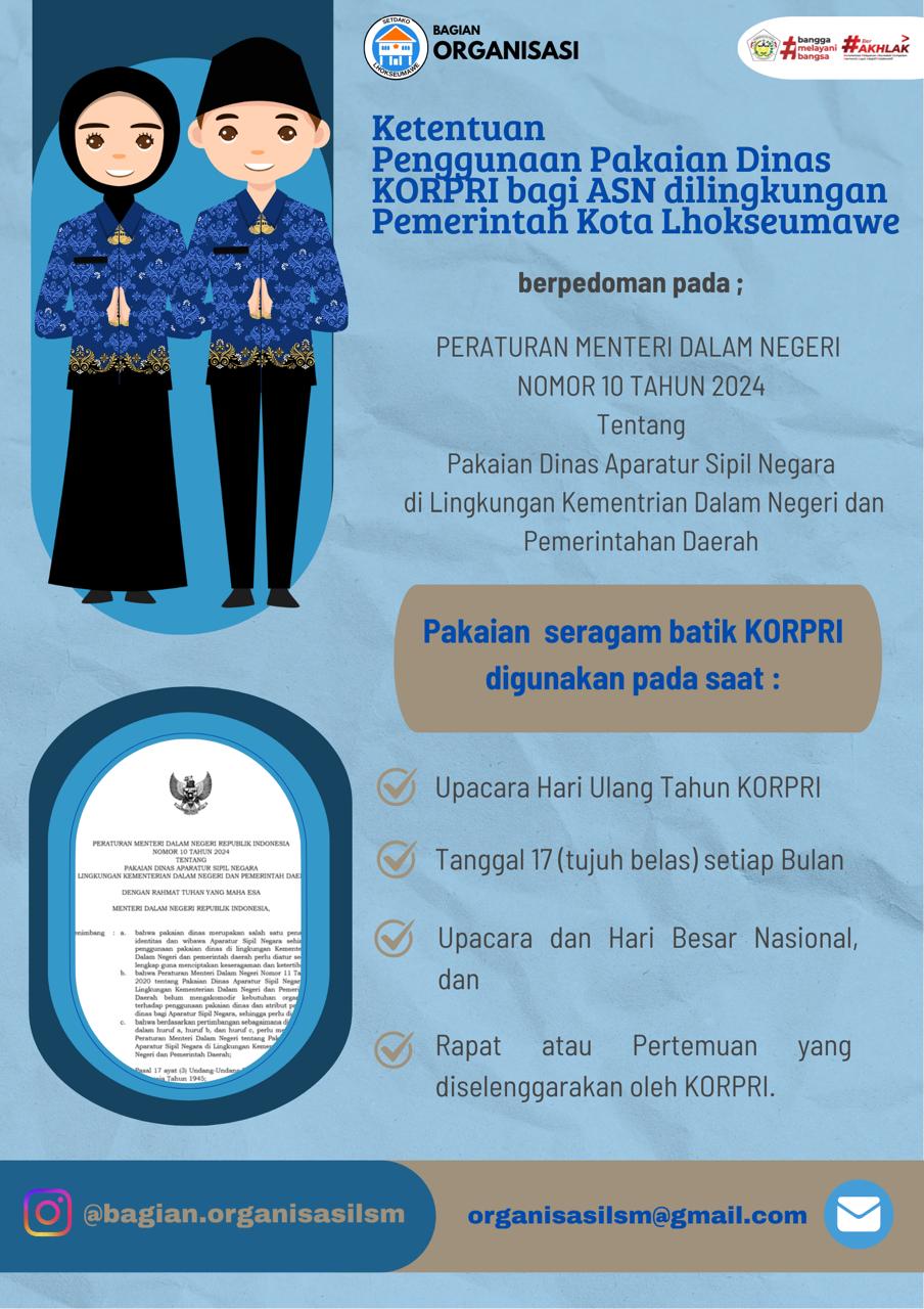 Ketentuan Penggunaan Pakaian KORPRO bagi ASN Pemerintah Kota Lhokseumawe