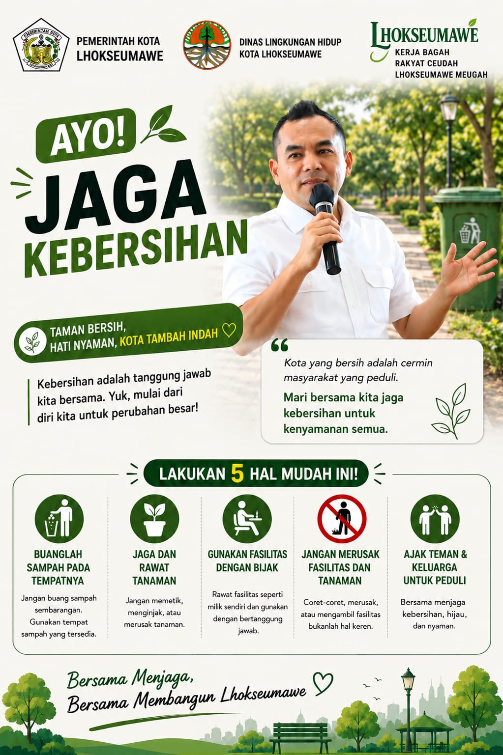 Walikota Sayuti Abubakar Menghimbau untuk Ayo Jaga Kebersihan